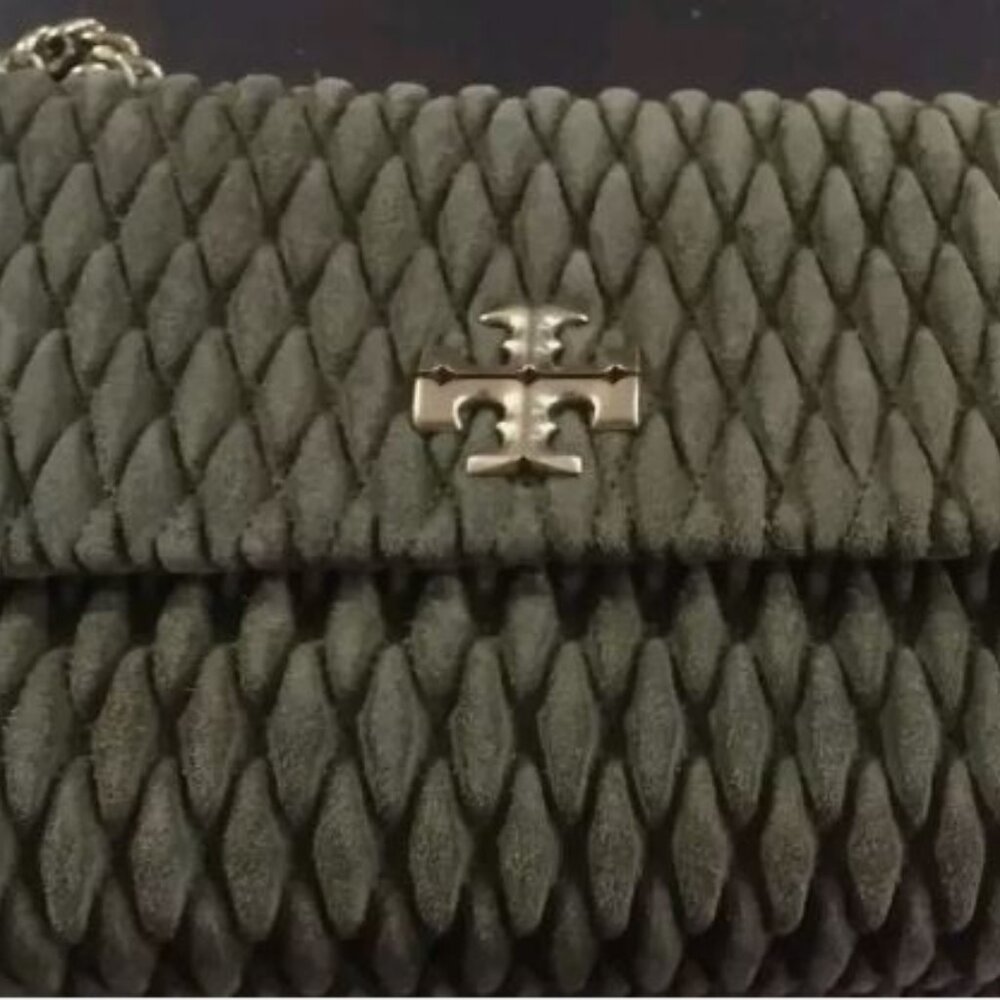 Tory Burch Kira Suede Small Crossbody Shoulder Bag in Lecchio Green